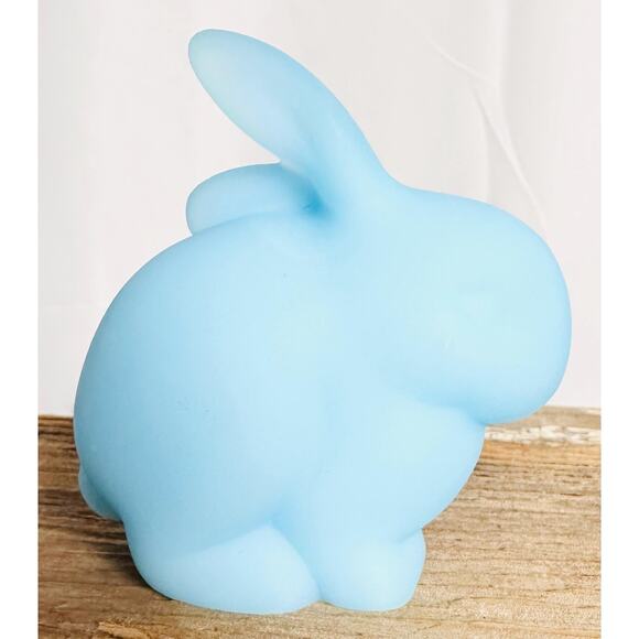 Fenton Blue Satin Glass Bunny - Picture 3 of 4